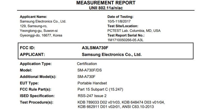 Samsung Galaxy A7 2018 FCC_2 800x414