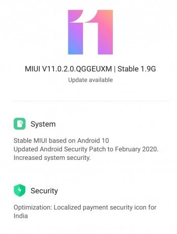 Global MIUI V11.0.2.0.QGGEUXM for Redmi Note 8 Pro