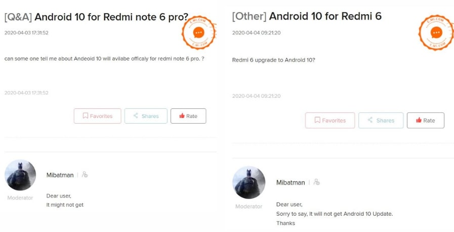 Redmi Note 6 Pro and Redmi 6 Android 10 update news