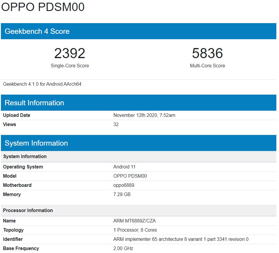Oppo phone with model number PDSM00