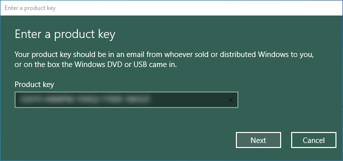 Enter your product key