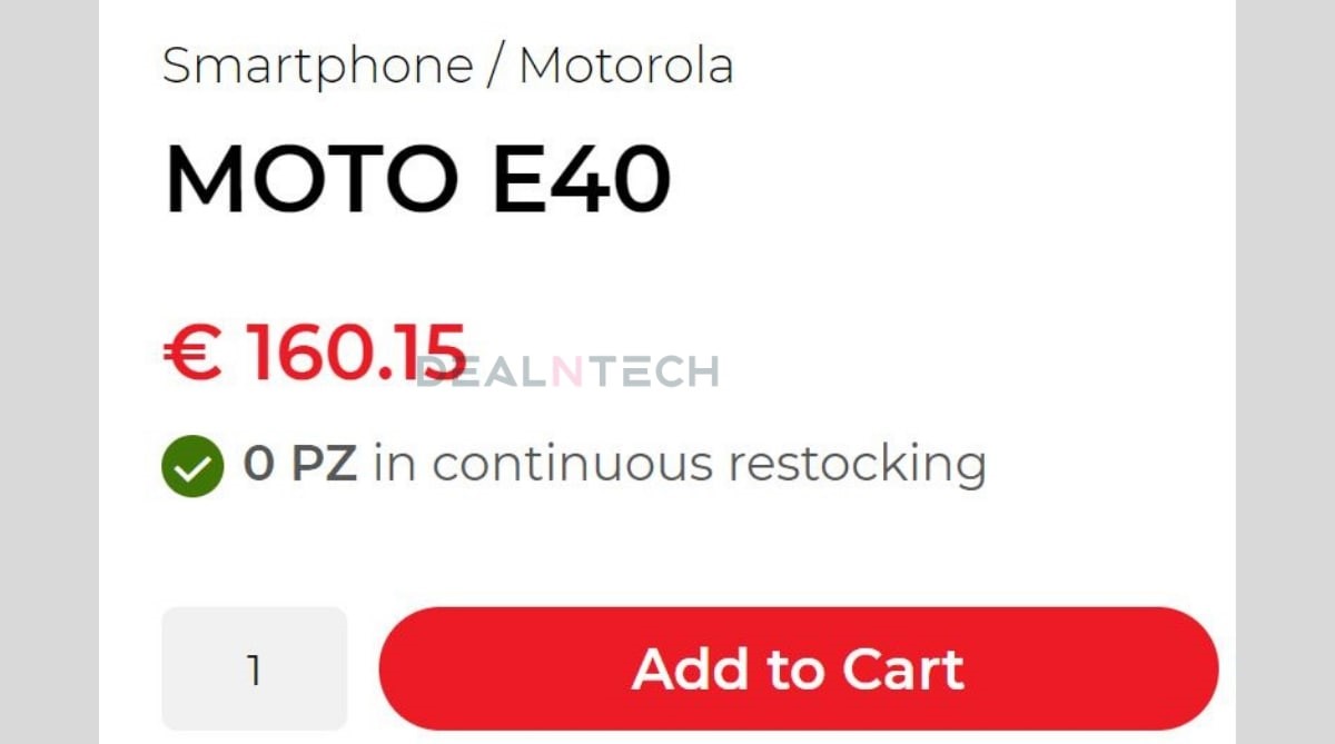 moto e40 price leak