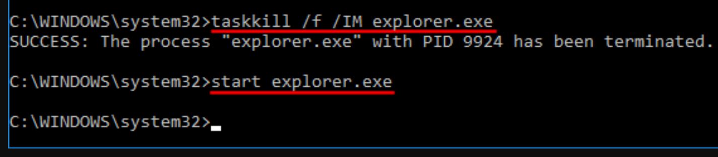 Restart File Explorer via CMD