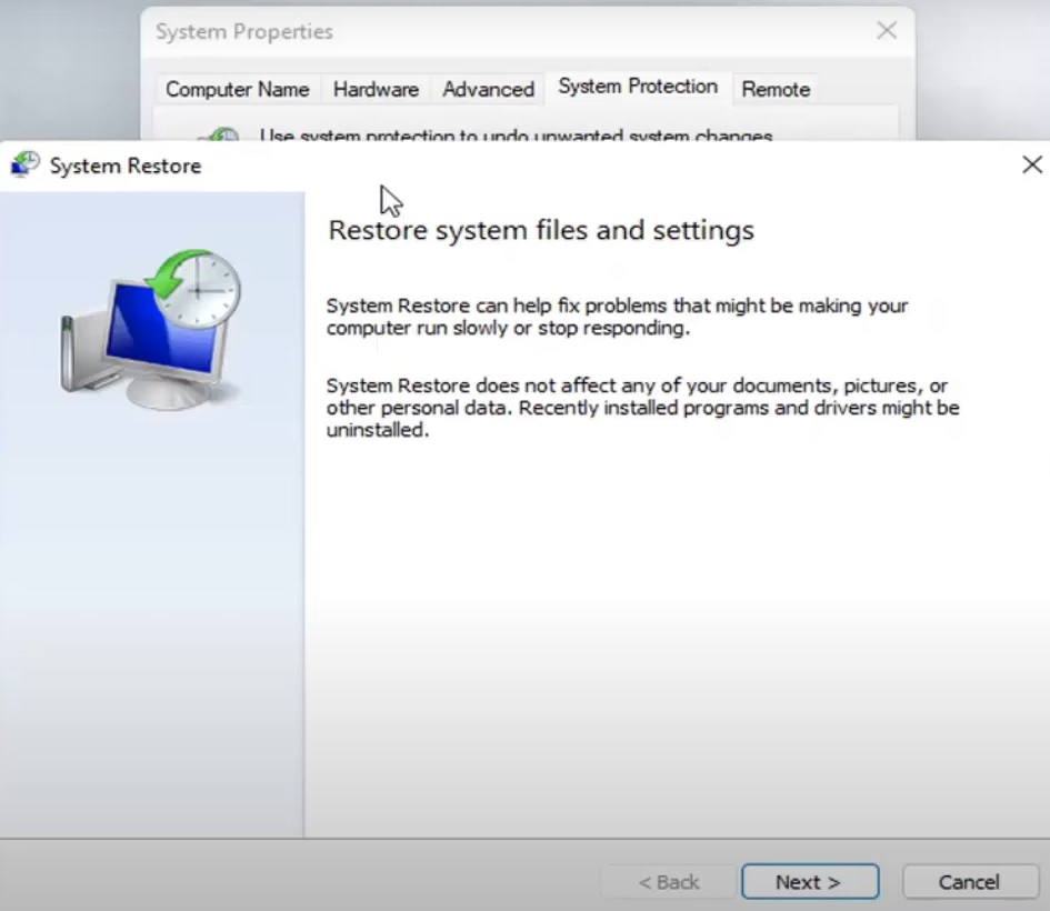 Restoring Windows 11 System From Desktop