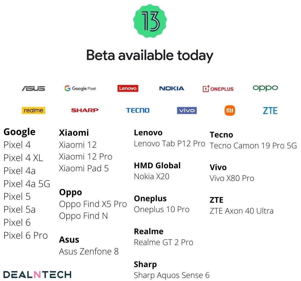 android 13 beta devices