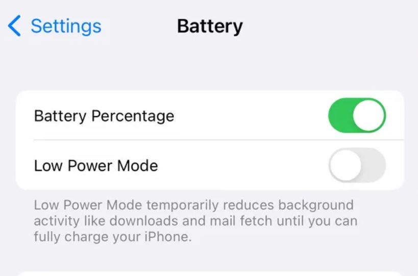 Battery Percentage settings