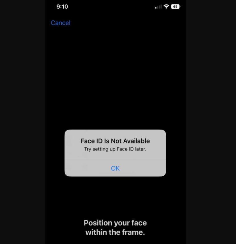 face id issue