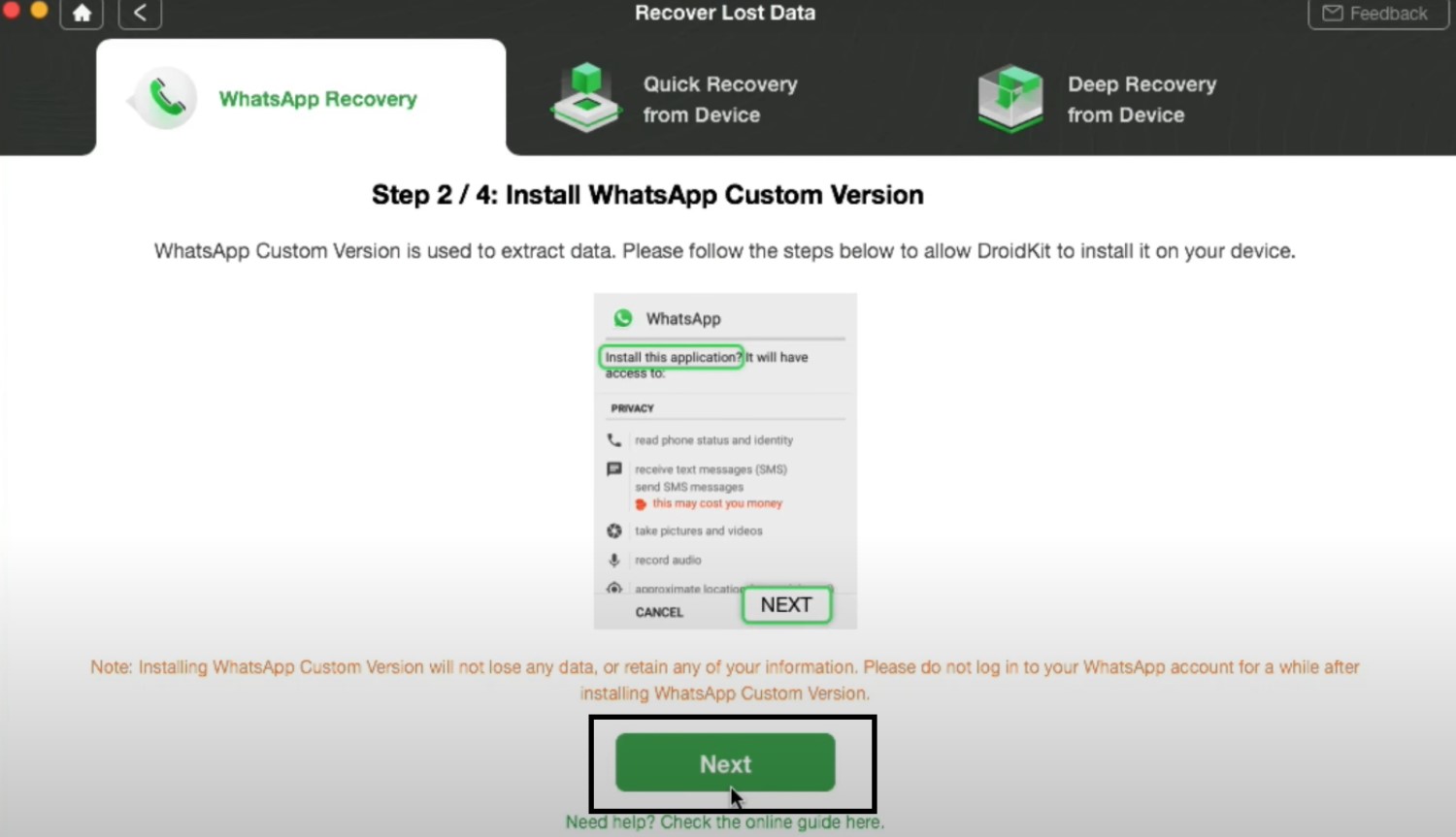 install whatsapp custom
