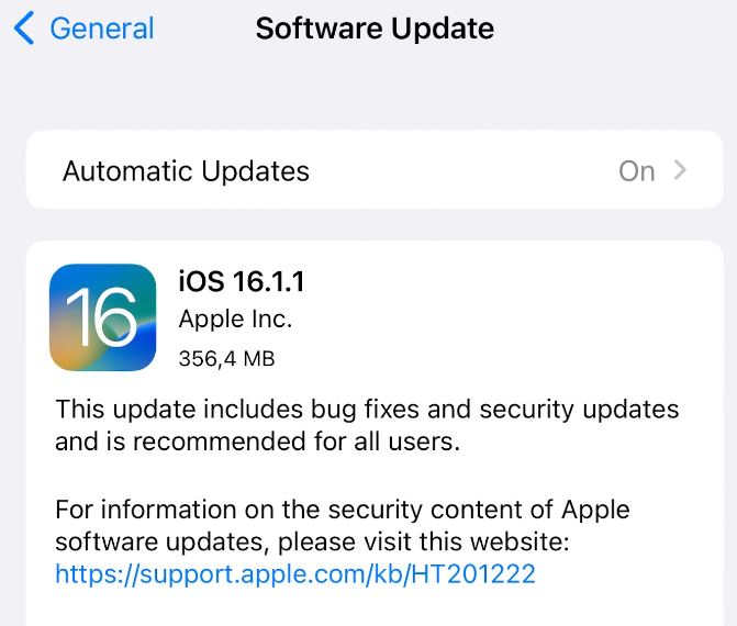 ios 16.1.1 now available