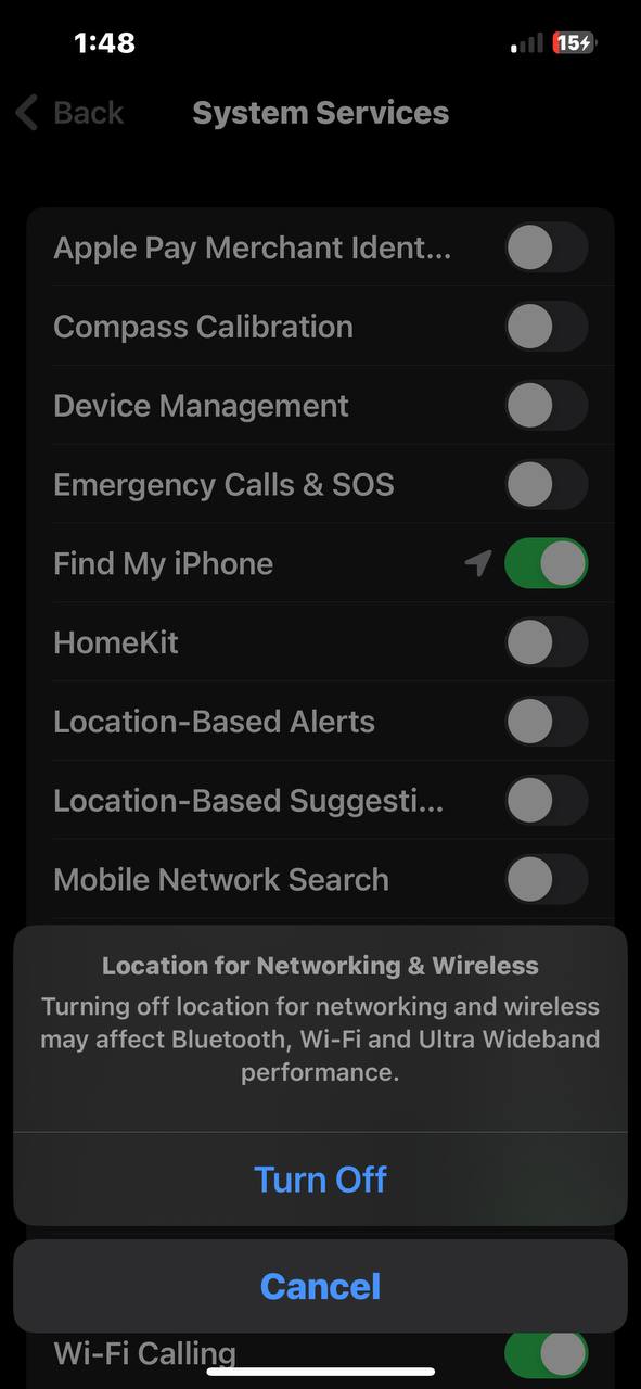 Turn off networks and wireless