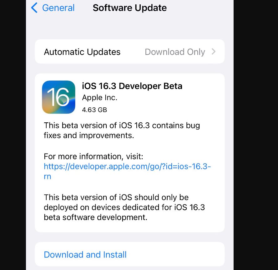 iOS 16.3 Developer Beta