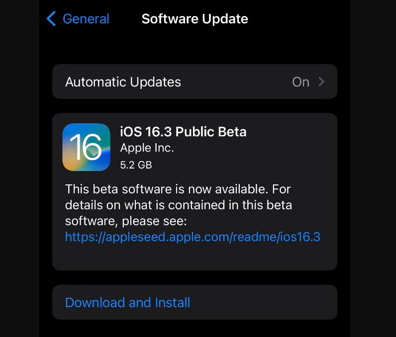 iOS 16.3 Public Beta