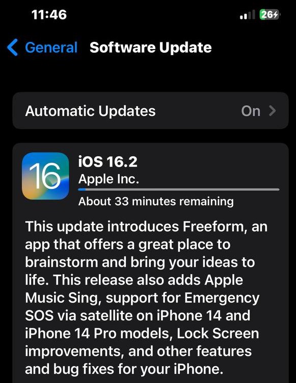 ios 16.2 update done
