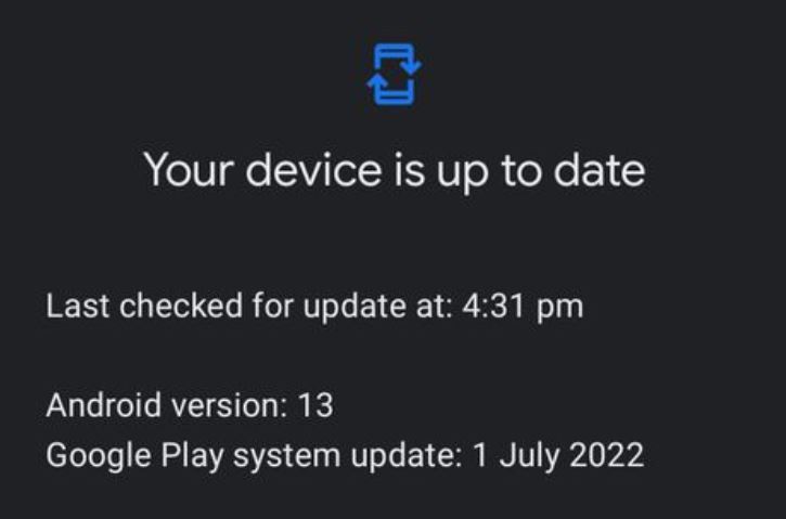 stuck July 2022 Play system update