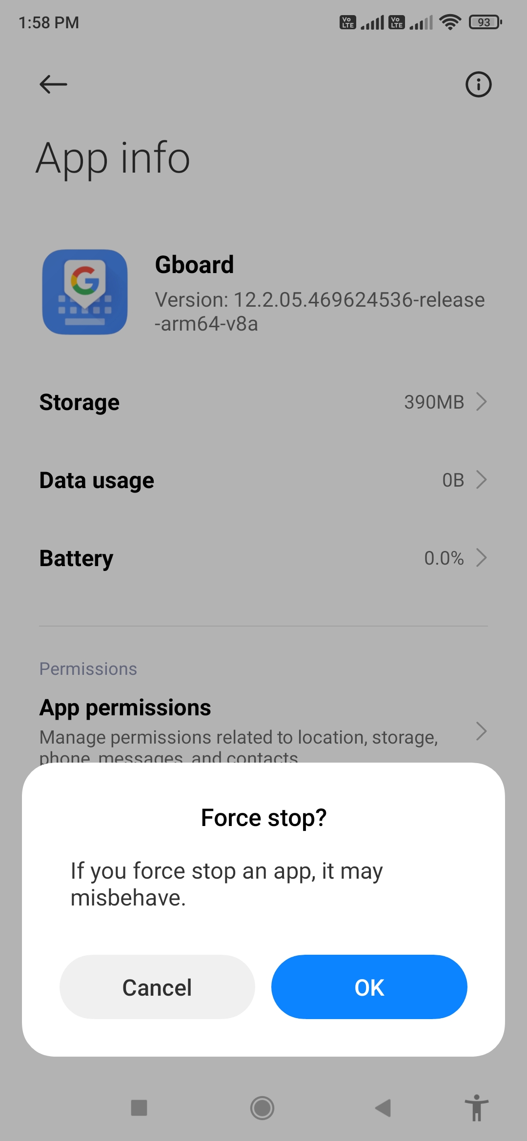 Force Stop your Keyboard App 