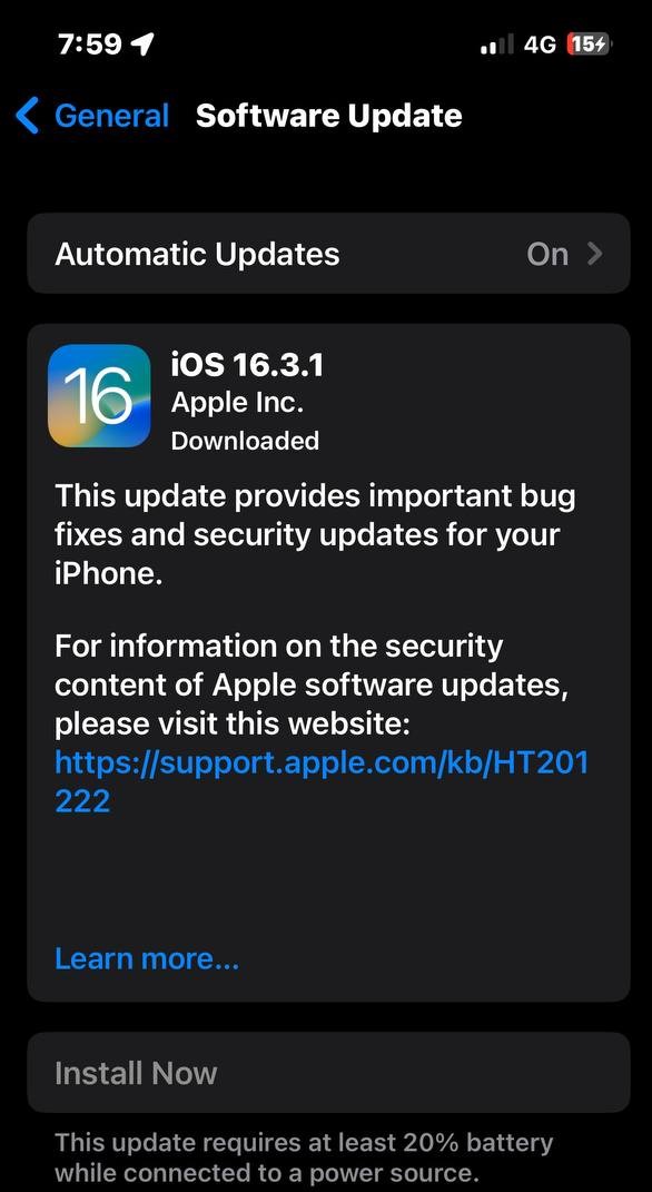 iOS 16.3.1 Update