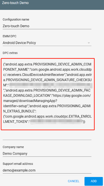 select Android Device Policy