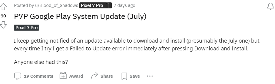 Failed to Update