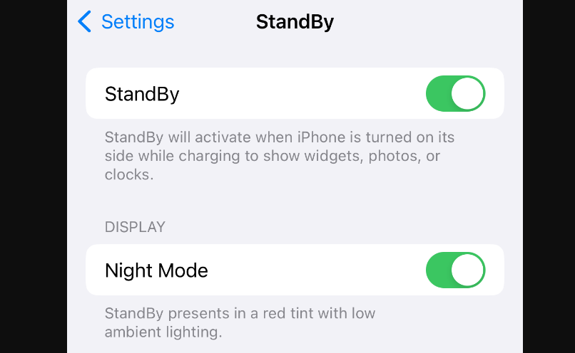 StandBy modes