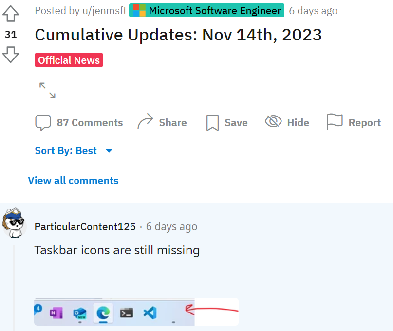 Taskbar icons are still missing