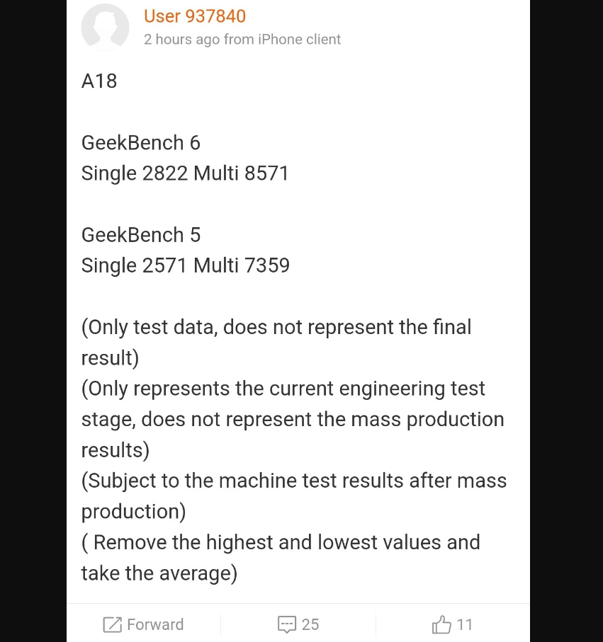 A18 Pro Chip Leaked geekbench