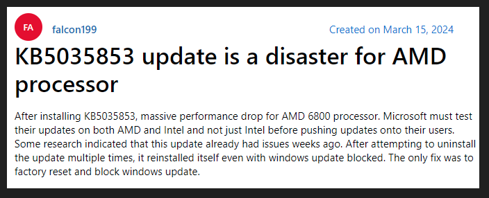 KB5035853 update is a disaster