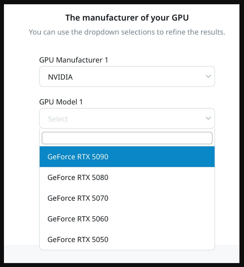 Wattage Calculator Shows GeForce RTX 50 Series