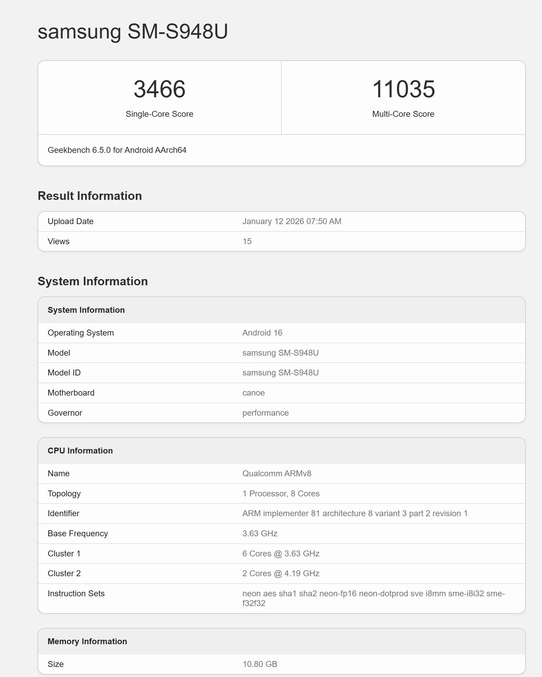 s26 ultra geekbench 6.5