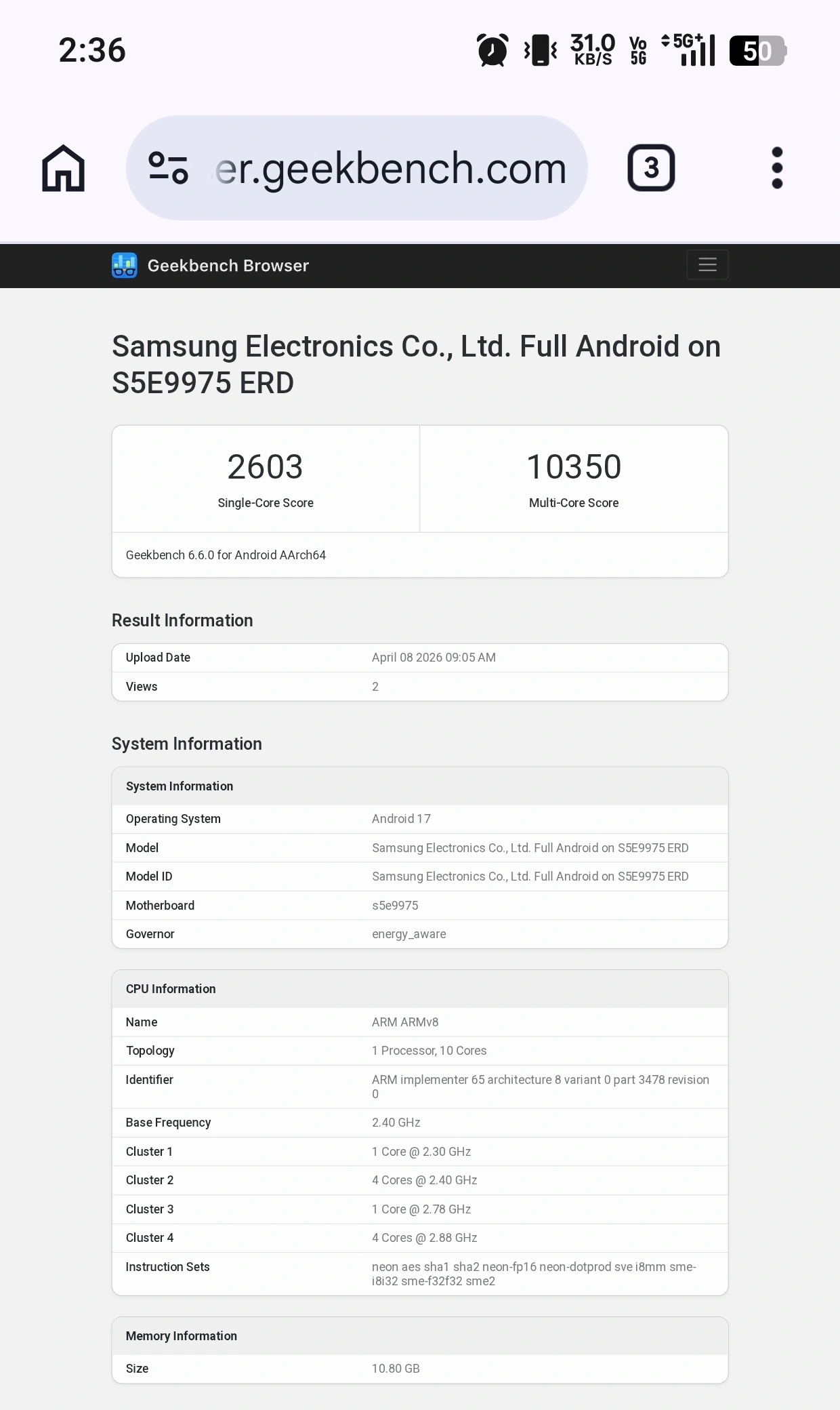 Exynos 2700 cpu