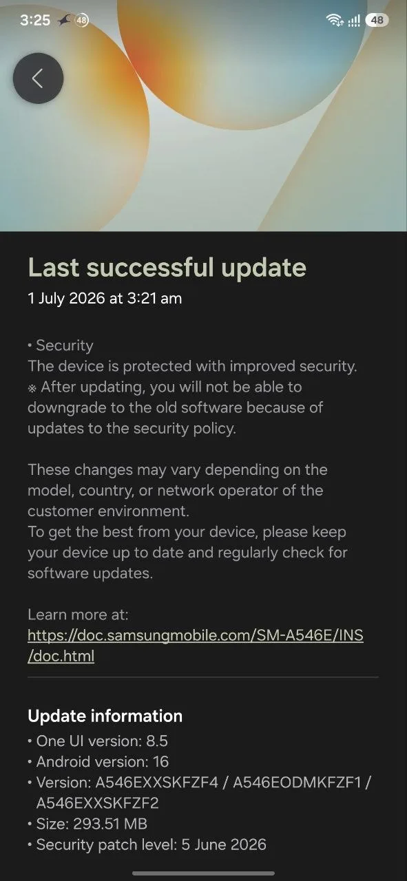 Galaxy A54 June Security Update 2026